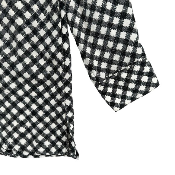 Foxcroft NYC Tunic Blouse Womens Black White Long Sleeve Button Front Size 6 - Picture 9 of 11